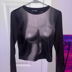Fashion nova lift off body heat long sleeve top in black